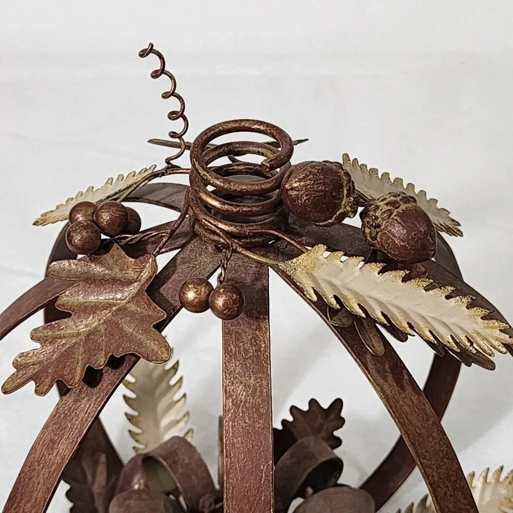 Vintage Metal Pumpkin Lantern Rustic Farmhouse Fall Decor for Thanksgiving Table